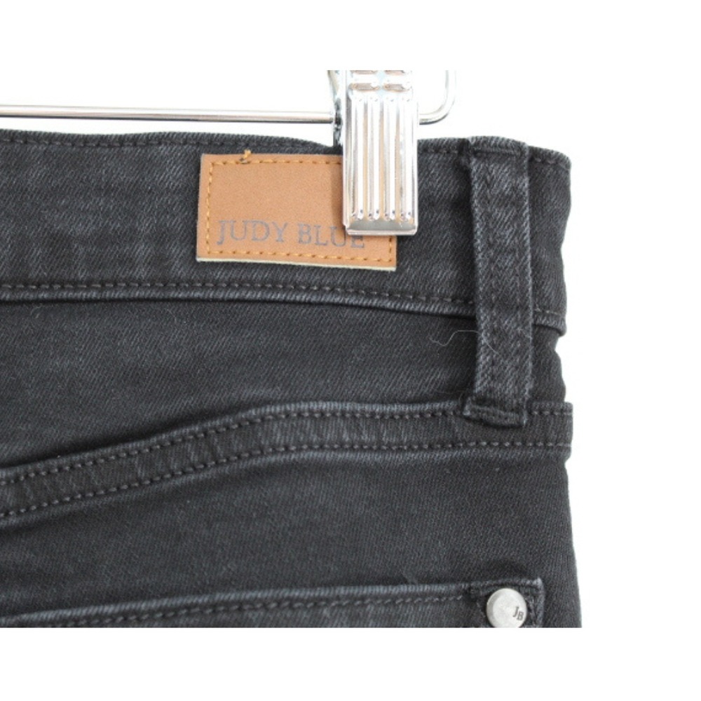 Judy Blue Button Fly Bootcut Jeans Womens 7/28 Black Raw Hem Stretch Denim - Picture 7 of 9